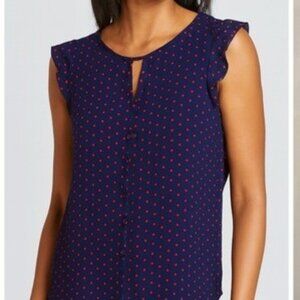 Banana Republic Blue and Red Polka Dot Sleeveless Top